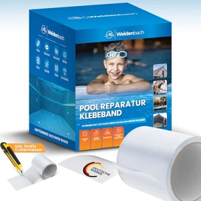 Abbildung von Weidenbach Pool Reparaturset starkes und wasserdichtes unterwasser Klebeband langlebiger Unterwasserkleber Flickzeug für alle Pooloberflächen Swimmingpools (Transparent, 7,5 cm x 100 cm)