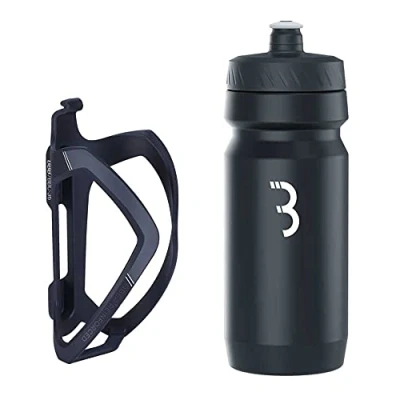 Abbildung von BBB Fahrrad Wasserflasche und Halter Kombination Universal Flaschenhalter für Rennrad MTB Lightweight FlexCage CompTank BBC 36C Schwarz/Weiß