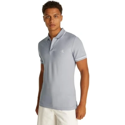 Abbildung von Calvin Klein Jeans Tipping SLIM Poloshirt, Herren, Größe: Medium, Aleutian