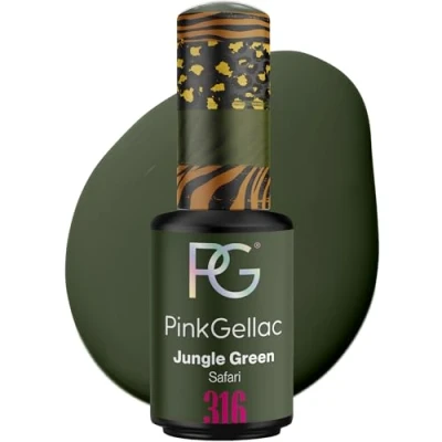 Abbildung von Pink Gellac Gel Nagellack UV 316 Jungle Green 8 ml Gelnagellack für Lampe Grün Einfache Anwendung Nail Polish 14 Tage Salonqualität Veganer Gellack Made in Holland