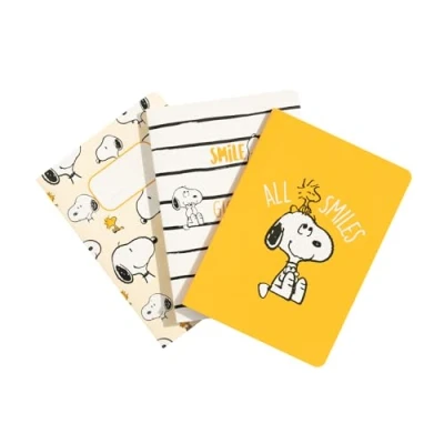 Abbildung von Grupo Erik 3er Pack Peanuts Snoopy Notizbücher A6 Notizbuch klein 1 Liniert Dotted Blanko Notizblock Merch