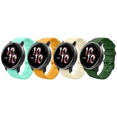 Abbildung von MoKo 4 Stück Armband Kompatibel mit Garmin Vivoactive 4S/Venu 3S/Venu 2S/Forerunner 265S/255S/255S Music/Vivomove 3S, 18mm Weiches Silikon Ersatzarmband Uhrenarmband Sportarmband, Mehrfarbig B