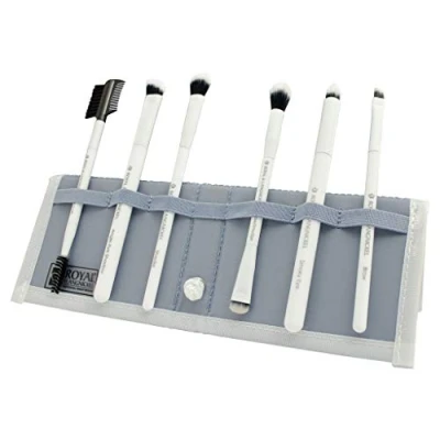 Abbildung von MODA Royal &amp; Langnickel Make up Pinsel Set in Reisegröße, mit Tasche, 7 teilig, inklusive Lidschattenpinsel, Faltenschmierer, Lidschatten, Smoky Eye, Augenbrauenliner und Wimpernkamm Pinsel, Weiß