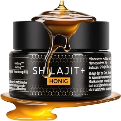 Abbildung von Original Shilajit mit Manuka Honig 25g 82% Fulvinsäure Mumijo Hochdosiert I Natürlicher Geschmack 60 Tage Sonnen Trocknung Traditionelle Handernte