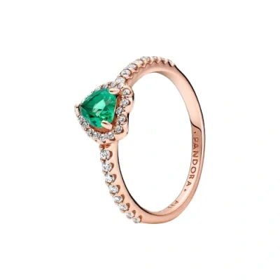 Abbildung von PANDORA ROSE Timeless Ring &quot;funkelndes Herz&quot; 14k rosévergoldet, grün Kristall, Zirkonia 188421C03 50