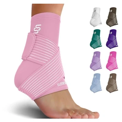 Abbildung von Sleeve Stars Sprunggelenkbandage Verstellbare Kompressionsstütze mit Riemen für Sport, Laufen, Training &amp; den täglichen Gebrauch Knöchelbandage Damen und Herren (Einzeln/Babyrosa)