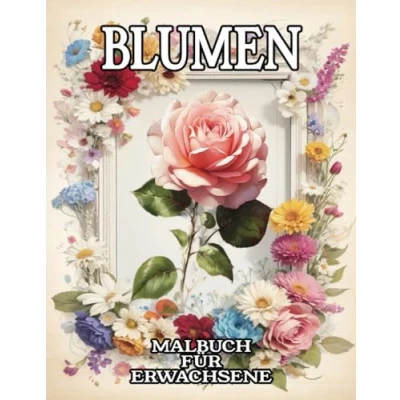 Abbildung von Blumen Malbuch für Erwachsene: Ausmalbuch Erwachsene und Senioren mit 50 unterschiedlichen Motiven zum Entspannen Stressabbau