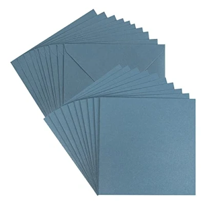 Abbildung von Ideen mit Herz Grußkarten Set Perlmutt Veredelung 10 Karten ca. 250 g/m² + Umschläge 120 (taubenblau, 16 x cm)