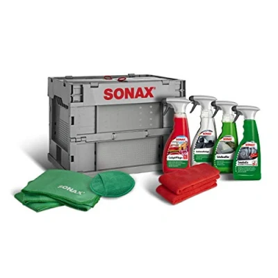 Abbildung von SONAX TruckerBox Paket: Innenraumpflegebox (7 teilig) hochwertige Produkte + Zubehör für die Reinigung und Pflege im Innenraum, ideal unterwegs Art Nr. 07685410