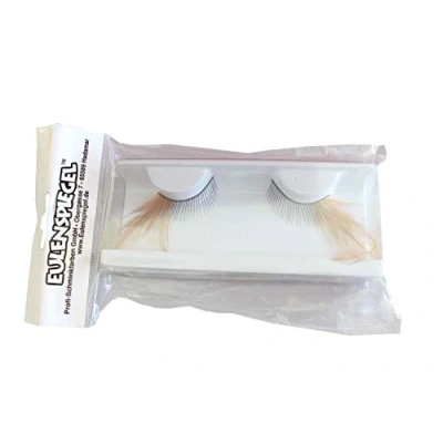 Abbildung von Eulenspiegel 000618 Künstliche Wimpern, Schwarz mit langen braunen Federn, 1 ml Spezial Wimpernkleber, Anleitung, für Karneval, Mottoparty