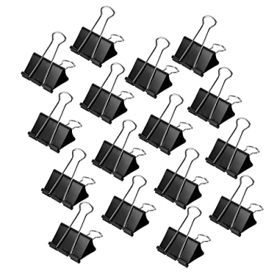 Abbildung von Amazon Basics Ordnerklammern, Fassungsvermögen 5/16 Zoll, 3/4 Zoll breit Kleiner Clip, 144 Stück, Schwarz