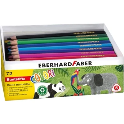 Abbildung von Eberhard Faber 511471 Buntstifte Set Colori, 72 Jumbo in ergonomischer Dreikant Form