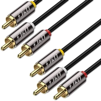 Abbildung von J&amp;D Cinch Kabel Video Audio AV Y Splitter kabel, Goldbeschichtet 3 RCA Stecker auf Stereo 4.5m