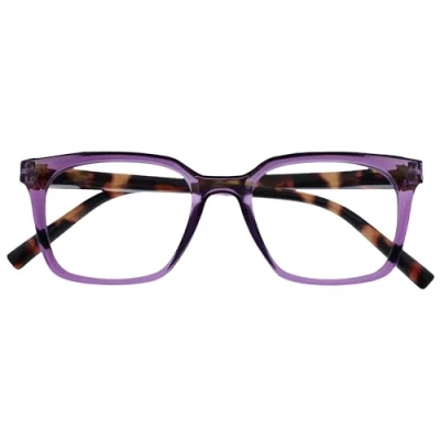 Abbildung von OPULIZE KOI Lesebrille Große Rechteckige Brillenfassung Violett Sehhilfe für Damen, Herren Federscharniere R50 5 +3.00