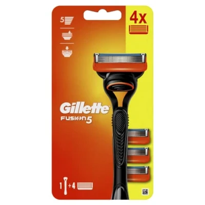 Abbildung von Gillette Fusion5 Herrenrasierer + 4 Klingen Ersatz, mit 5 Reibungsreduzierenden Klingen, Rasieren die Sie kaum Fühlen, Schwarz