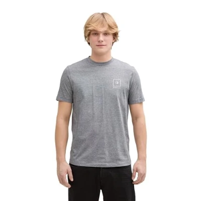 Abbildung von TOM Tailor Denim Rounded HEM Tshirt print, Herren, Größe: Large, Black/white
