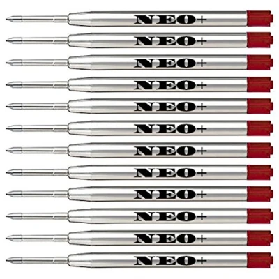 Abbildung von Hochwertige Kugelschreiber Nachfüllungen, billig, aber langlebig, mittlerer Punkt. Kompatibel mit Parker auch. G2 style (12 x Rot Tinte)