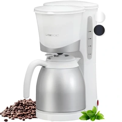 Abbildung von Clatronic® Kaffeemaschine mit Thermokanne Kaffeeautomat für 8 10 Tassen Filterkaffee Tropfstopp &amp; Auto Abschaltung Filtereinsatz herausnehmbar Wasserstandsanzeige 1 Liter KA 3327 weiß