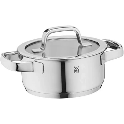 Abbildung von WMF Compact Cuisine Kochtopf groß 24cm, Glasdeckel, Bratentopf Induktion 4,1l, Cromargan Edelstahl poliert, Innenskalierung, stapelbar, unbeschichtet