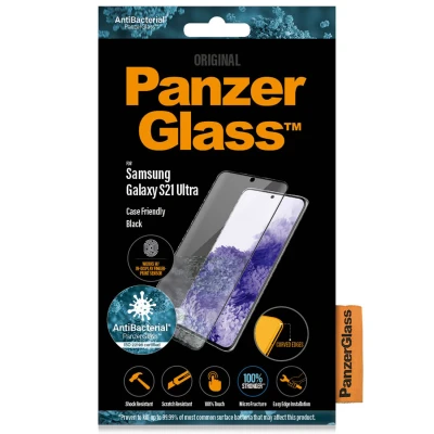 Abbildung von Samsung Galaxy S21 Ultra Panzerglas PanzerGlass Biometric Case Friendly Screenprotector CF Antibakterieller Screen Protector