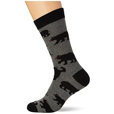 Abbildung von Hatley Herren Crew Socks Mannschaftssocken, Holzkohlebären, Einheitsgröße Regular