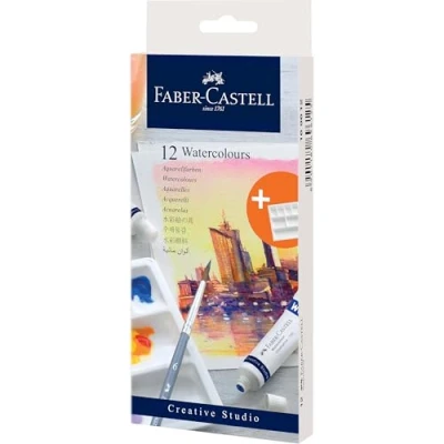 Abbildung von FABER CASTELL 169612 Aquarellfarben Creative Studio, 12 Tuben je 9 ml, inkl. Mischpalette