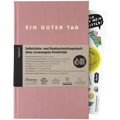 Abbildung von Ein guter Tag, Selbstliebe und Dankbarkeitstagebuch. Nur 5 6 Minuten am Tag. Für Dankbarkeit, Achtsamkeit, Journaling, Tagebuch (Altrosa)