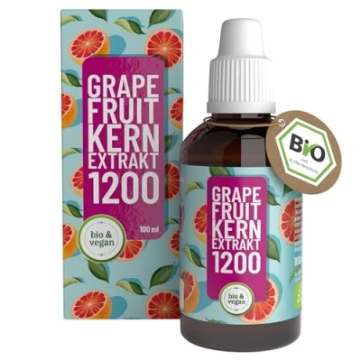 Abbildung von Bio Grapefruitkernextrakt Tropfen Hochdosiert, 1200mg Bioflavonoide auf 100ml Vegan, 100% Natürlich Produziert &amp; Laborgeprüft in Deutschland 1845 Grapefruit Bittertropfen (41 Tage)