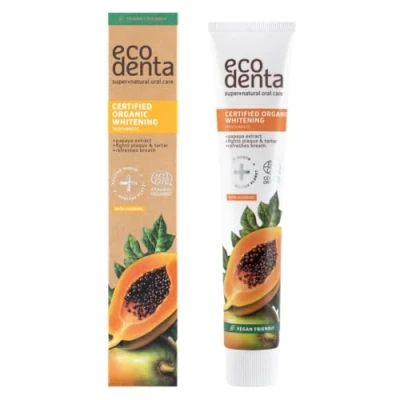 Abbildung von Ecodenta Teeth Whitening Zahnpasta 75ml I Toothpaste Zertifizierte Organische Mit Vollständig Natürlichem Papaya extrakt Aloe Vera saft Xylitol Ätherischem Pfefferminzöl