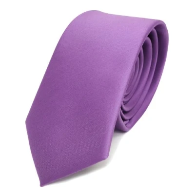 Abbildung von TigerTie Herren Krawatte 6 cm schmale Satin Tie in lila flieder einfarbig uni Business, festliche Veranstaltungen und Freizeit
