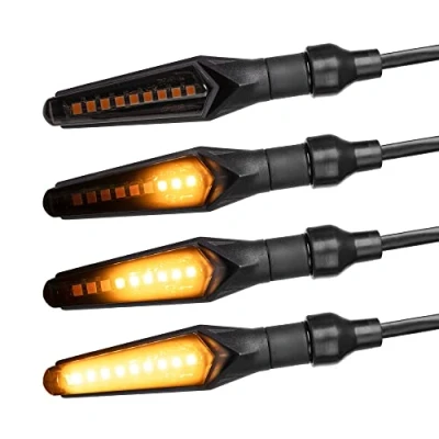 Abbildung von Simda Pro Hell LED Motorrad Blinker mit E Mark Universal Miniblinker Sequentiell Laufeffekt Quad ATV Roler Lauflichtblinker Super Optik und Extra Wasserprüf IP67…