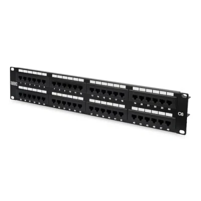 Abbildung von DIGITUS Patchpanel 19 Zoll Cat 6 48 Port RJ45 Ungeschirmt LSA Patch Feld Rack Montage 2HE Schwarz