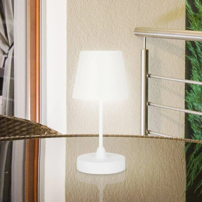 Abbildung von BRILONER Leuchten LED Außen Tischlampe Akku, Dimmbar, Tischleuchte Kabellos, Dekolampe, Touchfunktion, IP44, 4000K Neutralweiß, Weiß, 300x145mm (HxD), 7032 416
