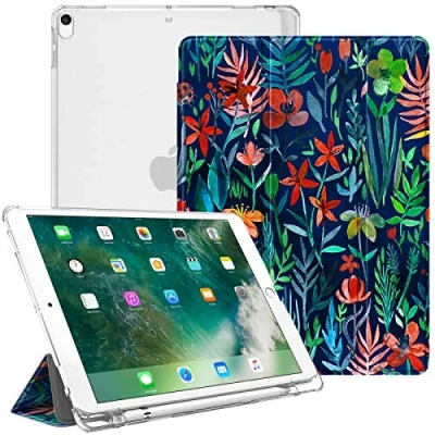Abbildung von Fintie Hülle mit Pencil Halter für iPad Air 10.5&quot; 2019 (3. Generation) / Pro 2017 Ultradünn Superleicht Schutzhülle transparenter Rückseite Abdeckung, Auto Sleep/Wake Dschungelnacht
