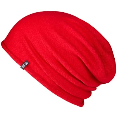Abbildung von Enter the Complex® Leichte Merino Mütze, Einlagig Gestrickte Slouch Beanie, 100% Wolle, Damen und Herren, Rot
