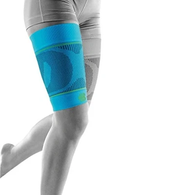 Abbildung von BAUERFEIND, 1 Paar Sport Kompressions Oberschenkelbandage, Unisex, Rechts und Links tragbar, Für Ball Ausdauersportarten, Stärkung der Muskulatur, Gr. L kurz, Rivera, 29345723800023