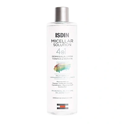 Abbildung von ISDIN Micellar Solution 4 in 1 Mizellenwasser (400ml) entfernt Make up, reinigt, tonifiziert und spendet Feuchtigkeit