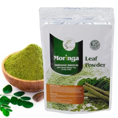 Abbildung von SVATV Natürliches Moringa Pulver (Moringa Oleifera Blattpulver) Reich an Antioxidantien und Immunvitamin Superfoods für Tee, Getränk, Haar 227 g