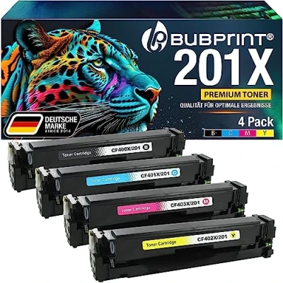 Abbildung von Bubprint 201X 4 Tonerkartuschen kompatibel als Ersatz für HP 201A Toner Color Laserjet Pro MFP M277dw M277n M274n M274dn M252dw M252n M277 M270 CF400X CF400A CF401X CF402X CF403X