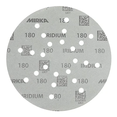 Abbildung von Mirka Iridium Schleifpapier Ø 225mm Klett Korn 180/25 Scheiben/Für Trockenbauschleifer Wand und Deckenschleifer/Schleifen von Lack, Spachtel, Grundierung, Holz, Stahl, Mineralwerkstoffe