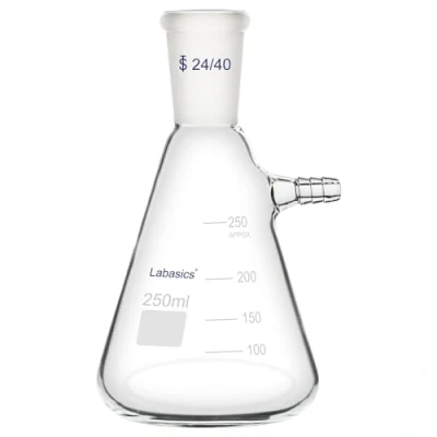 Abbildung von Labasics 250 ml Filterkolben mit 24/40 Normschliff, aus Hochwertigem Borosilikatglas, Schraubhals Rohrleitungen, 9 mm Schlauch Schnittstelle