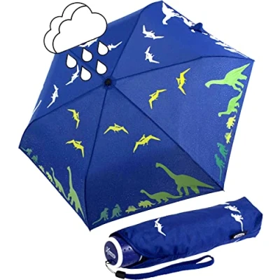 Abbildung von iX brella Mini Kinderschirm mit Farbänderung bei Nässe Dinosaurier