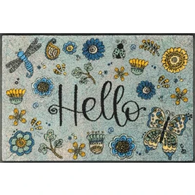 Abbildung von wash+dry Fußmatte, Hello Flowers 50x75cm, innen und außen, waschbar, bunt
