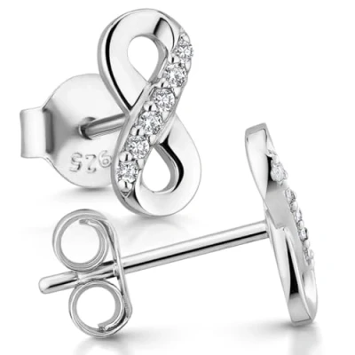 Abbildung von MATERIA Damen Ohrringe Unendlichkeit Silber 925 Stecker Infinity Ohrstecker klein mit Zirkonia Steinen SO 410