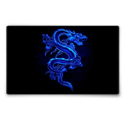 Abbildung von Silent Monsters Mauspad 360 x 250 mm Stoff Mousepad Drache blau Vernähter Rand rutschfest Gaming Büro Office Homeoffice 36 25 cm Mouse Pad Mat Mausunterlage für alle Maus Arten