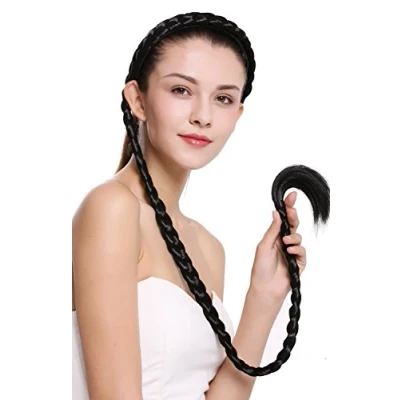 Abbildung von WIG ME UP N1038 1 Haarteil Zopf an Haarreif geflochten super lang Tracht schwarz 95 cm