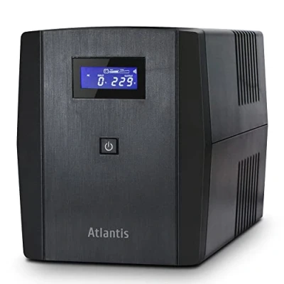 Abbildung von Atlantis OnePower 1200, USV Line Interactive 1200VA/700W, AVR, PseudoSinuswelle, 3 IEC Steckdosen + 2 Schuko Steckdosen, Batterien 12 V 7 Ah