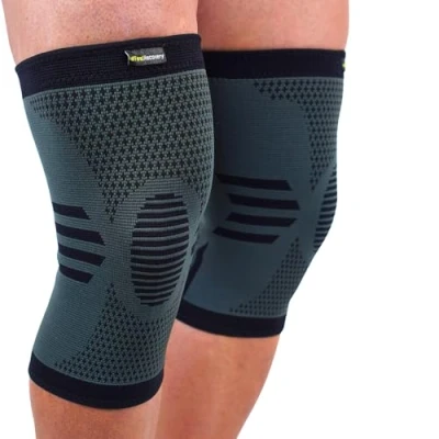Abbildung von 2 Stück Kniebandage für Herren &amp; Damen Kompression Kniestütze Sport Knieschmerzen Arthrose Meniskus Atmungsaktiv Rutschfest (L, Schwarz)