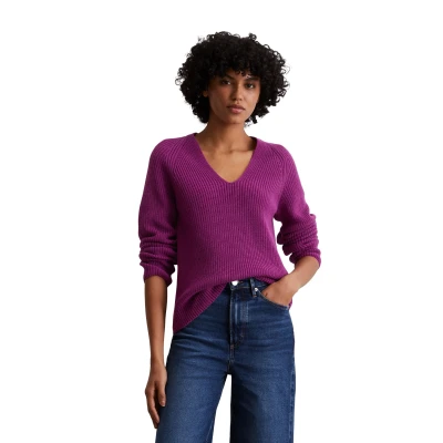 Abbildung von Marc O&#039;Polo Longsleeve V NECK Strickpullover, Damen, Größe: Medium, Fresh berry