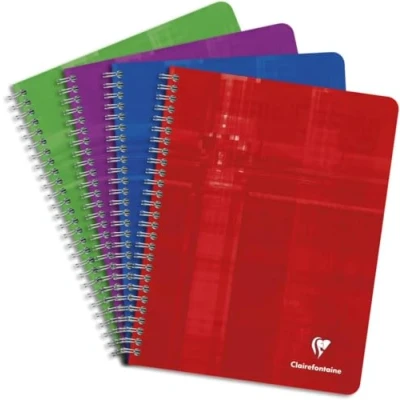 Abbildung von Clairefontaine 68761C Packung mit 5 Heften Spiralbindung, 17x22cm, 90 Blatt, französische Lineatur, 90g, farbig sortiert, 1 Pack
